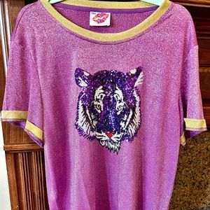 Sparkle city,, purple metallic tiger tee